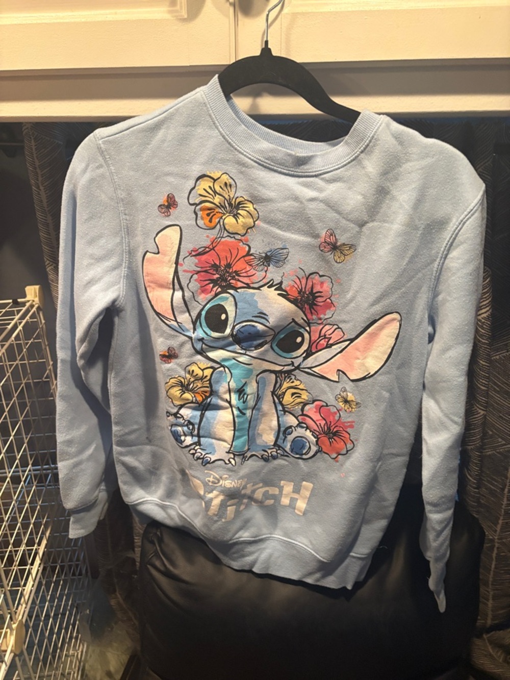 Disney Light Blue Lilo & Stitch Floral Crewneck Sweatshirt